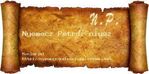 Nyemecz Petróniusz névjegykártya